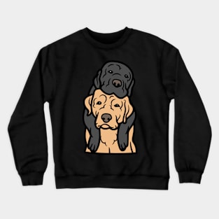 A cute Labrador and a Golden Retriever Drawing | 2 Dogs Sitting With Their Backs To You | For Labrador Owners | For Golden Retriever Owners Crewneck Sweatshirt